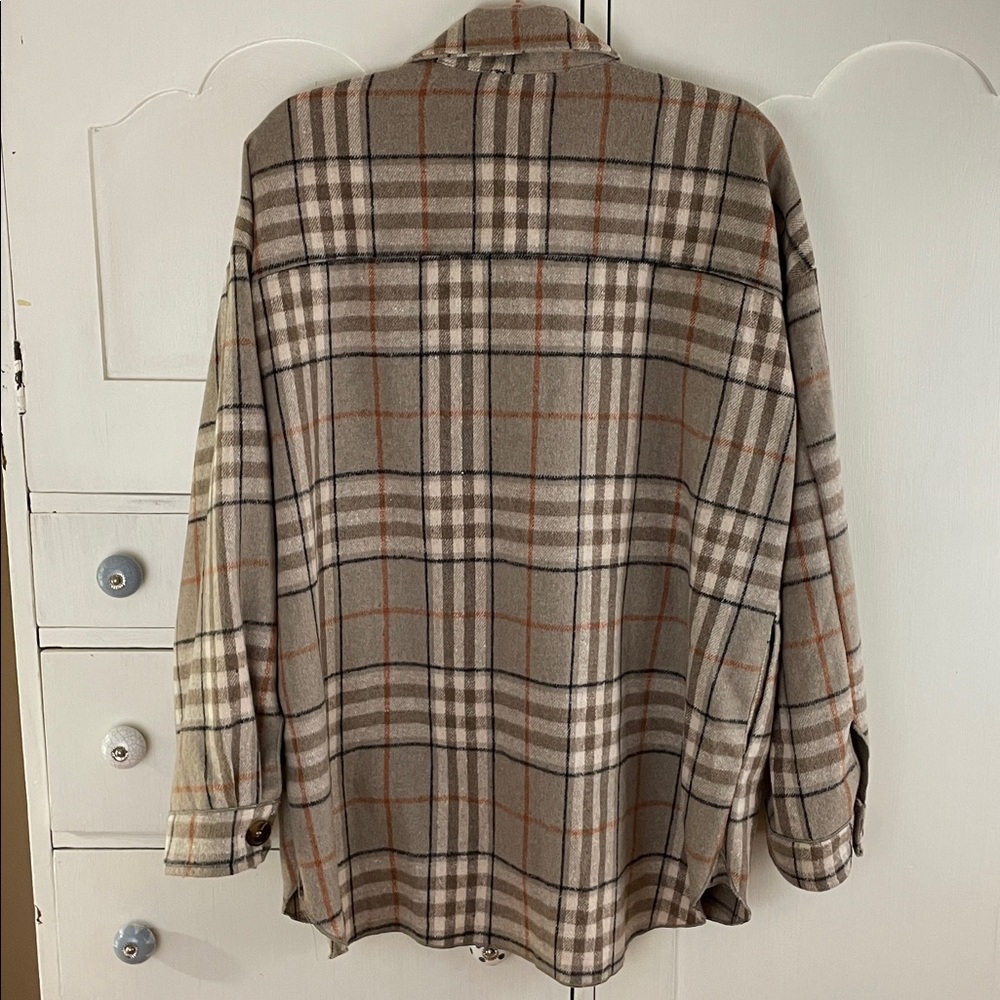J.NNA Shacket plaid brown Large - Picture 6 of 10